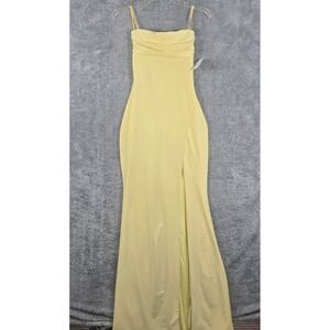 Windsor Yellow Strapless High Slit Formal Maxi Gown Dress 20985 Womens Small NWT